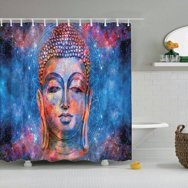 Space Buddha Shower Curtain - Hippie Flower of Life