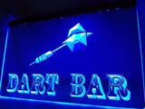 Blue Dart Bar LED sign with dart graphic for home bar, game room, or man cave decor