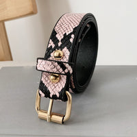 Pink Snake Print Belt - Skinny - Exotic