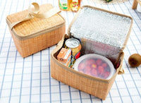 Wicker Basket Print Insulated Picnic Lunch Box Bag