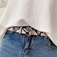 Pink Snake Print Belt - Skinny - Exotic
