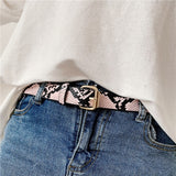 Pink Snake Print Belt - Skinny - Exotic