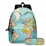 World Map Backpack and Pencil Bag Set