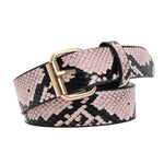 Pink Snake Print Belt - Skinny - Exotic