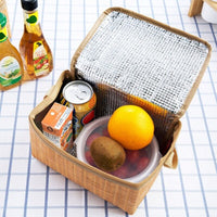Wicker Basket Print Insulated Picnic Lunch Box Bag