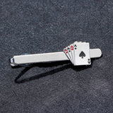 Poker Tie Bar Cuff Links Set - 4 Aces