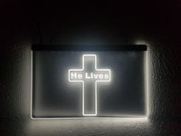 He Lives - LED Sign - Jesus Christ Christian Cross