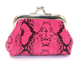 Pink Snake Print Coin Purse - Vintage Style Change Bag