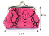 Pink Snake Print Coin Purse - Vintage Style Change Bag