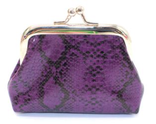 Purple Snake Print Coin Purse - Vintage Style Change Bag