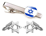 Israeli Flag Tie Bar Cuff Links Set - Israel