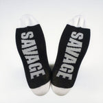 Savage Socks Letters Words Underfoot Funny Graphic