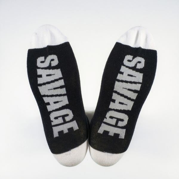 Savage Socks Letters Words Underfoot Funny Graphic