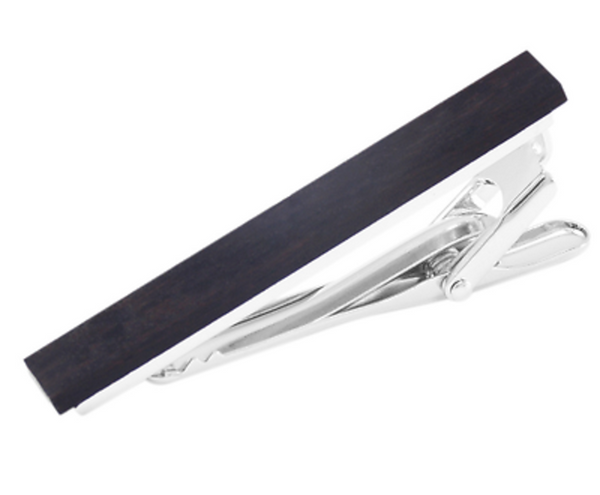 Black Wood Tie Clip Formal Professional Clasp Bar Metal Classy