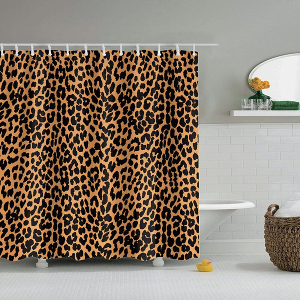 Leopard Shower Curtain with Hooks