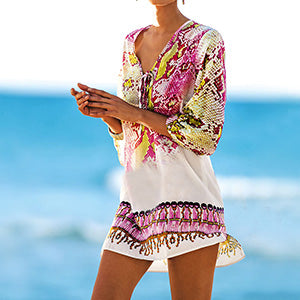 Snake Print Beach Cover Up Pink Blue Snakeskin - 1st Door Imports