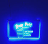 Beer Pong "don't forget to wash your balls" LED Sign - 1st Door Imports