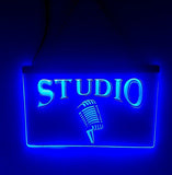 Studio LED Sign with Classic Vocal Mic Logo - 1st Door Imports