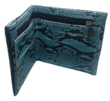 Blue Python Leather Wallet Simulated PU Bi-fold