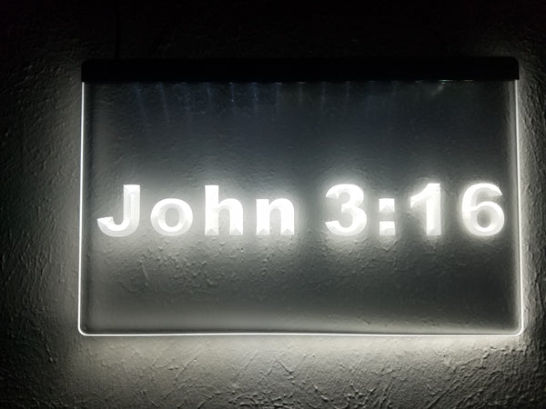 John 3:16 - LED Sign - Bible Verse - His Only Son Savior Jesus Christ - Christian Light